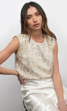Load image into Gallery viewer, Greylin Liberty Padded shoulder Bubble Hem Sequin Top