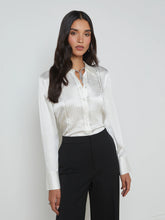 Load image into Gallery viewer, L&#39;AGENCE Divya Pintuck Tux Shirt
