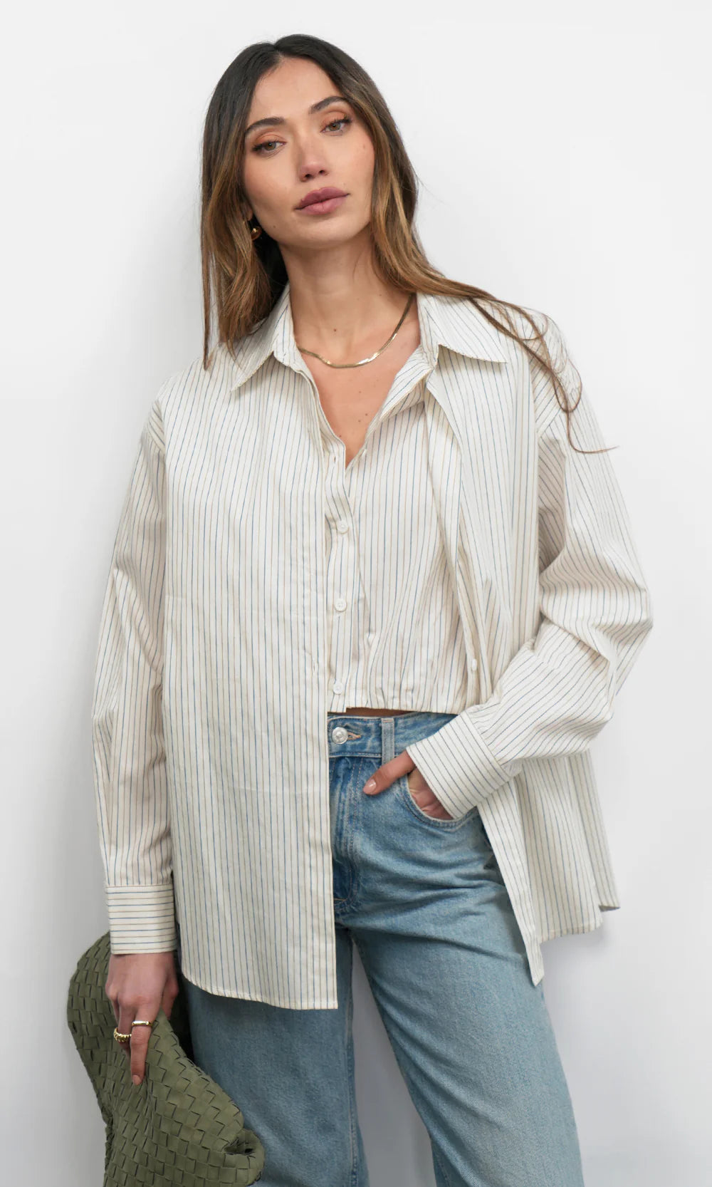 Greylin Beatrix Twofer Stripe Oversized Shirt