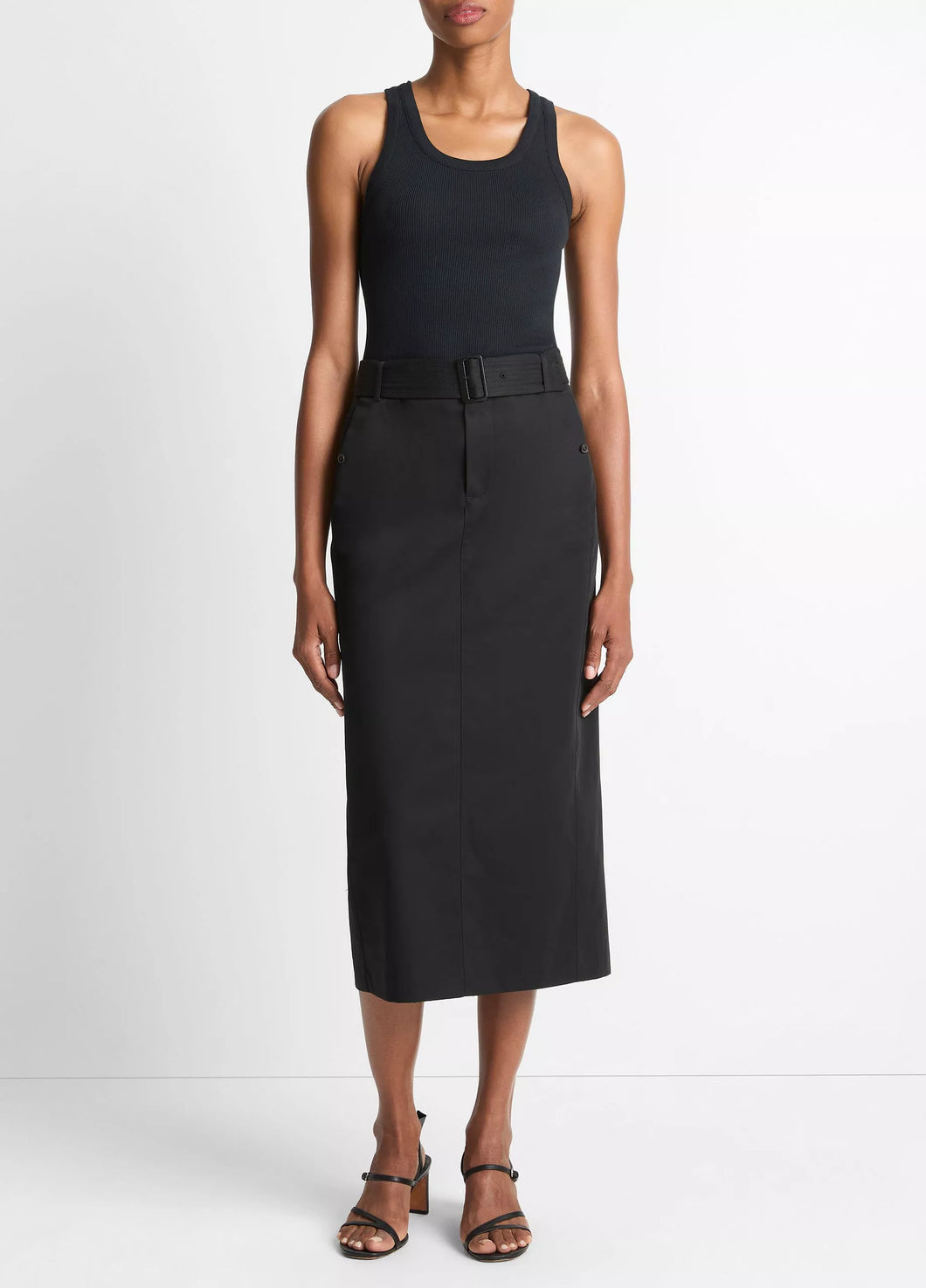 Vince Trech Pencil Skirt Faux Leather Trim