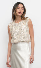 Load image into Gallery viewer, Greylin Liberty Padded shoulder Bubble Hem Sequin Top
