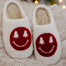 Load image into Gallery viewer, Katydid Christmas Tree Happy Face Slippers

