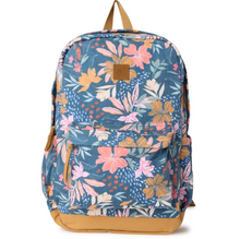 Load image into Gallery viewer, Floral-patterned backpack with a blue background
