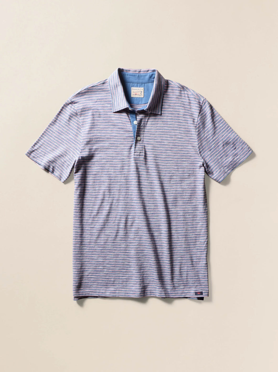 Faherty Sunwashed T-Shirt Polo - Sea Fire Stripe