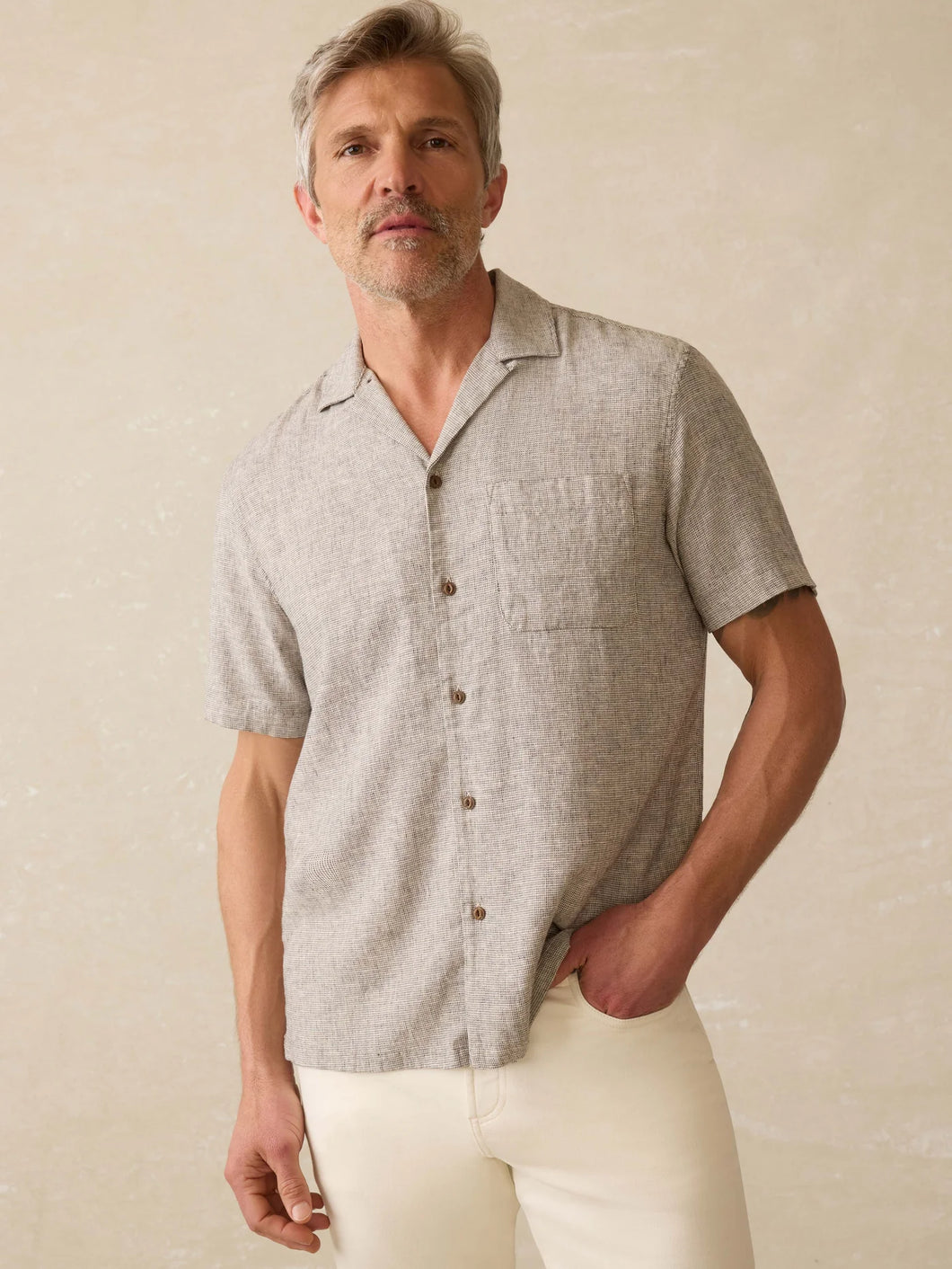 Faherty Short-Sleeve Breeze Camp Shirt - Stone Coast