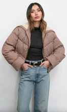 Load image into Gallery viewer, Greylin Sally Gingham Puffer with Shearling Collar
