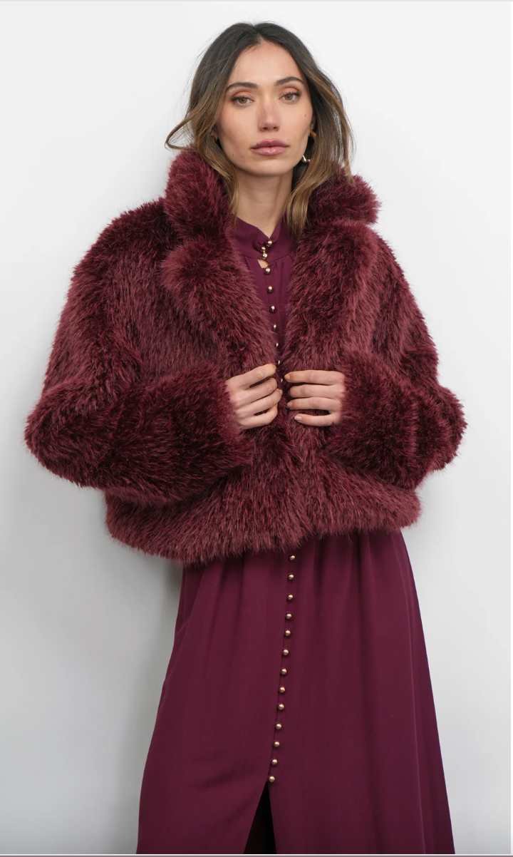 Greylin Maddox Shaggy Faux Fur Cropped Coat