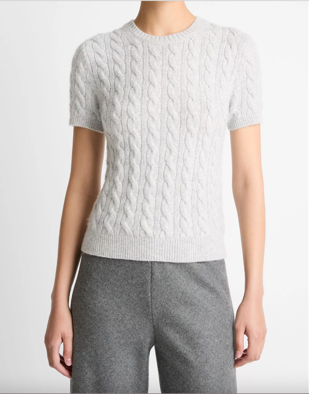 Vince Cable-Knit Wool & Cashmere Tee