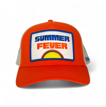 Load image into Gallery viewer, Orange and gray cap with 'Summer Fever' patch on a white background
