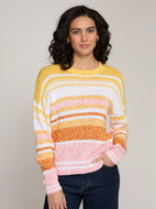 Autumn Cashmere L/S Marled Stripe Crew Neck Sweater