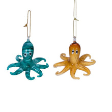 Load image into Gallery viewer, Ocean inspired Glass and Wood carved ornaments
