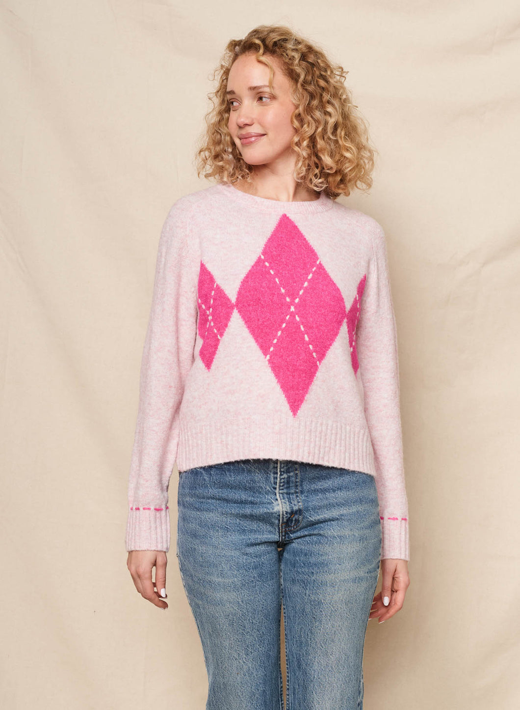 Sundry Argyle Pullover Sweater