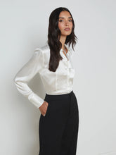 Load image into Gallery viewer, L&#39;AGENCE Divya Pintuck Tux Shirt
