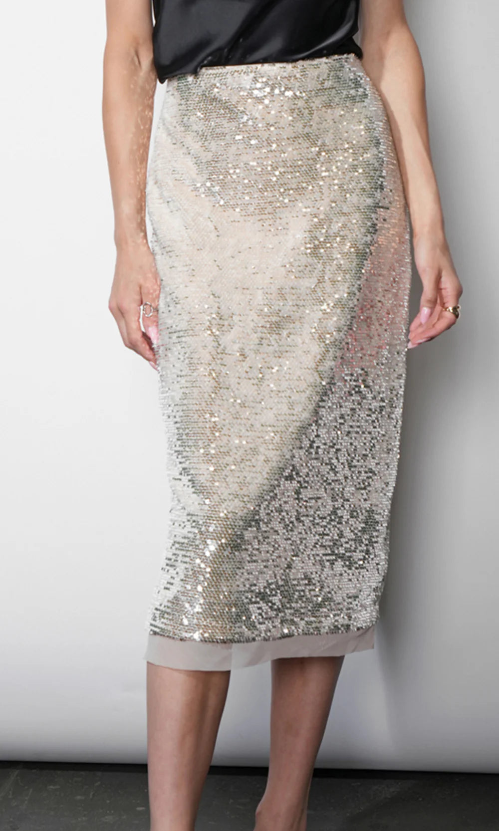 Greylin Gianna Velvet Sequin Midi Skirt