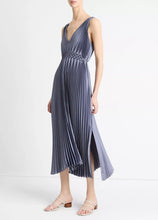 Load image into Gallery viewer, Vince Hand-Smocked Pleated Satin Dress
