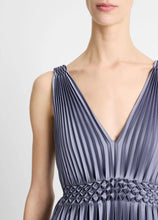 Load image into Gallery viewer, Vince Hand-Smocked Pleated Satin Dress
