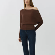 SIMKHAI Lavina Draped Off Shoulder Sweater