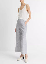 Load image into Gallery viewer, Vince Ticking Stripe Linen-Cotton Low Rise Crop Trouser
